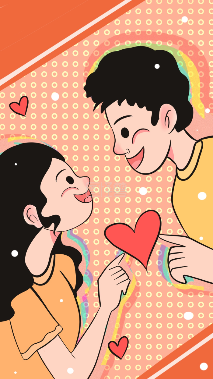 图怪兽原创元素七夕节浪漫情侣快乐美好粉红