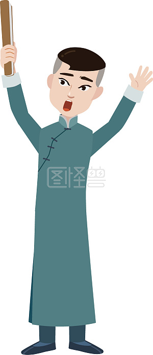 视频动画ai角色卡通说书先生惊吓