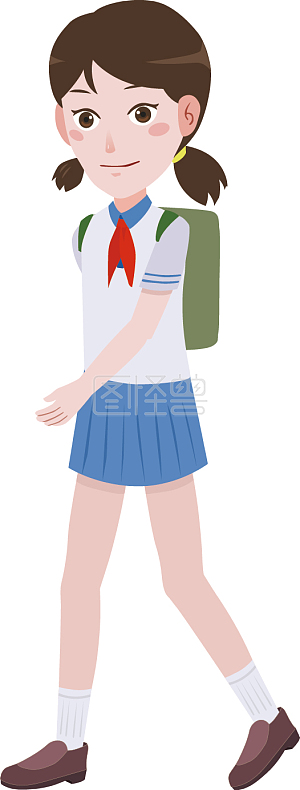 视频动画ai角色卡通女学生上学