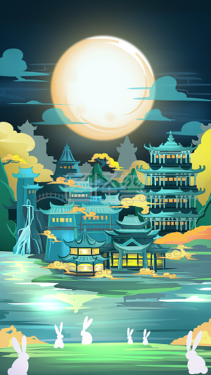 中秋节素材背景图片-中秋节素材设计-图怪兽