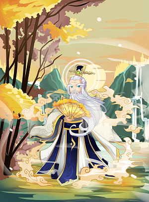 图怪兽原创元素 梦幻 卡通 重阳节 黄 重阳仙人