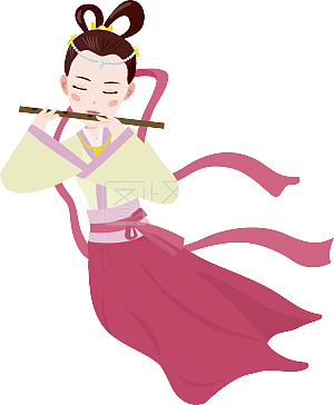 视频动画ai角色卡通仙女吹笛子