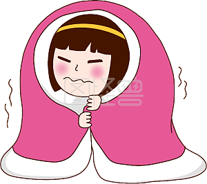 冬天裹着棉被瑟瑟发抖的女生插画元素
