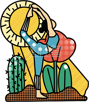 图怪兽原创元素无厘头人物趣味创意搞笑健身瑜伽