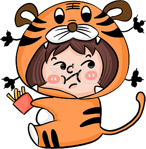 图怪兽原创元素     黄色    卡通      老虎      吃薯条    元素