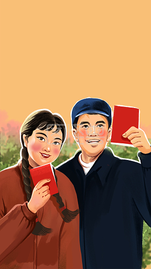 复古  革命   年代   做旧    人物     结婚    青年   男女   情侣