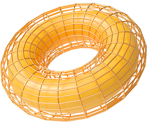 图怪兽原创元素c4d立体黄色质感网状几何圆环