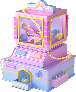 图怪兽原创元素3d蓝粉色金属质感扭蛋机儿童节道具礼物