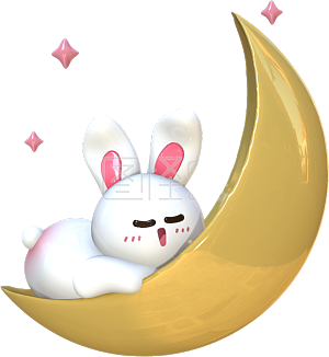 3d立体兔子抱月亮