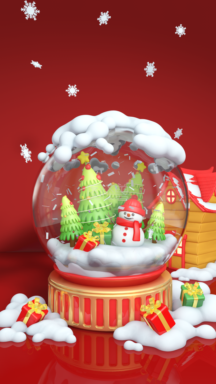 图怪兽原创元素卡通3D圣诞节水晶球背景-背景素材图片-图怪兽