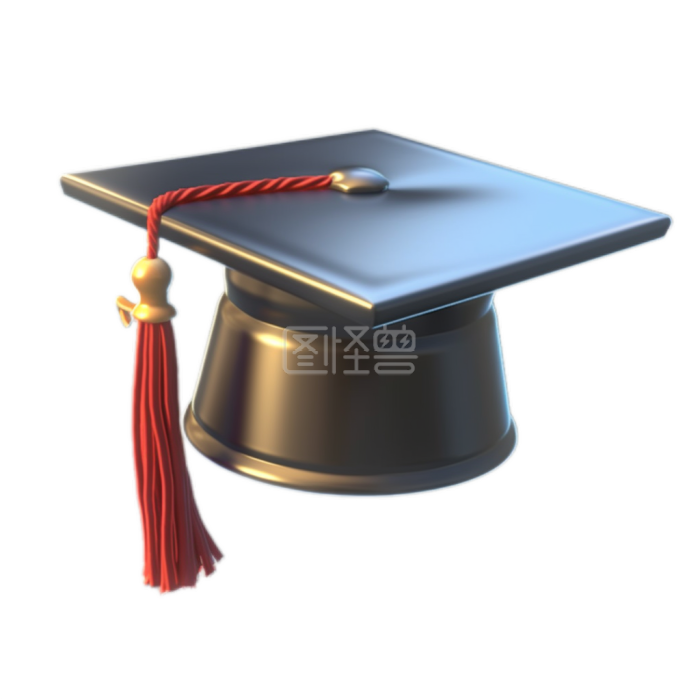 3D风格毕业季学士帽宣传3D素材-背景素材图片-图怪兽