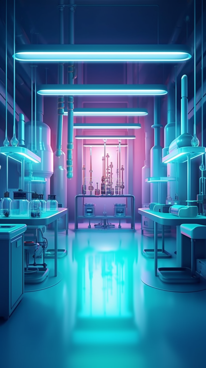 3D风格科技实验室宣传3D背景-背景素材图片-图怪兽