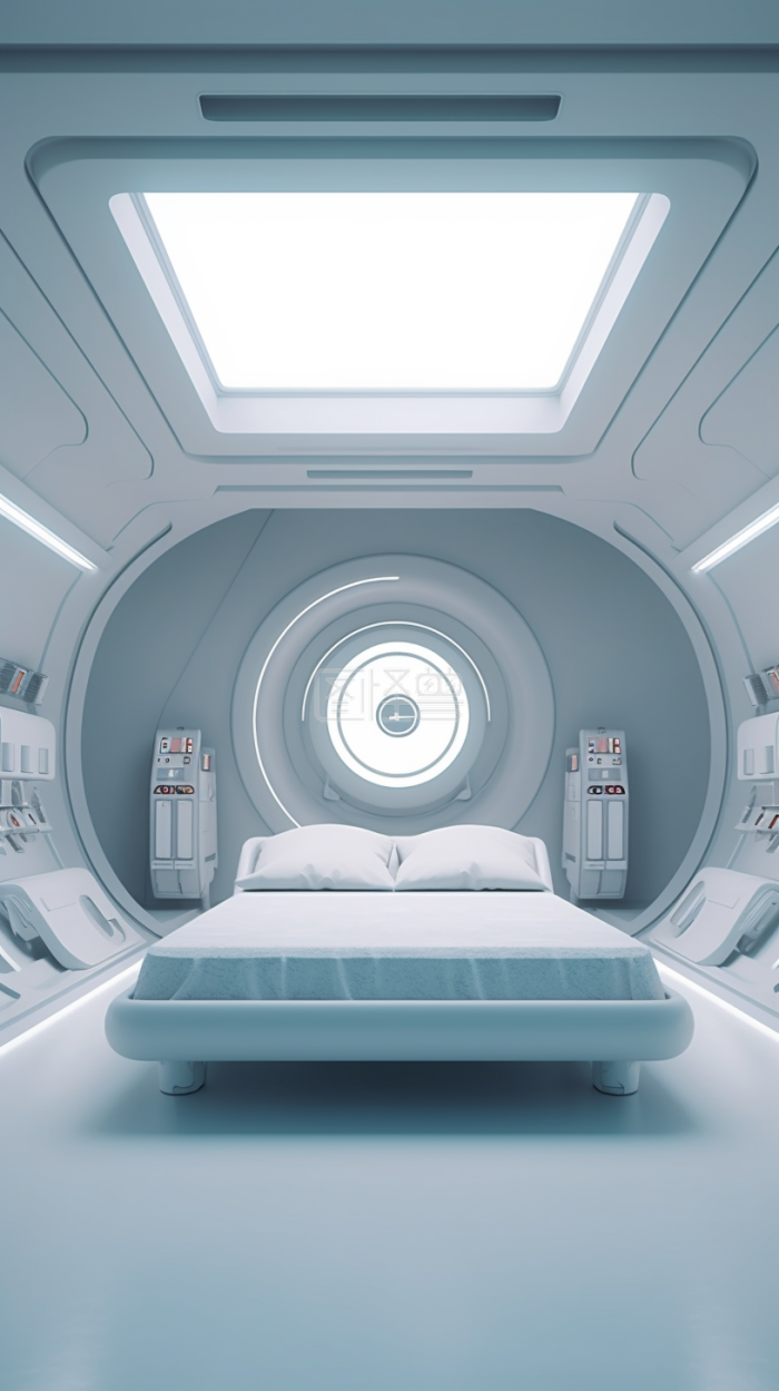 3D风格未来科技室内卧室宣传3D背景-背景素材图片-图怪兽