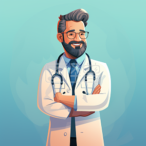 卡通风格精英白大褂医生宣传背景