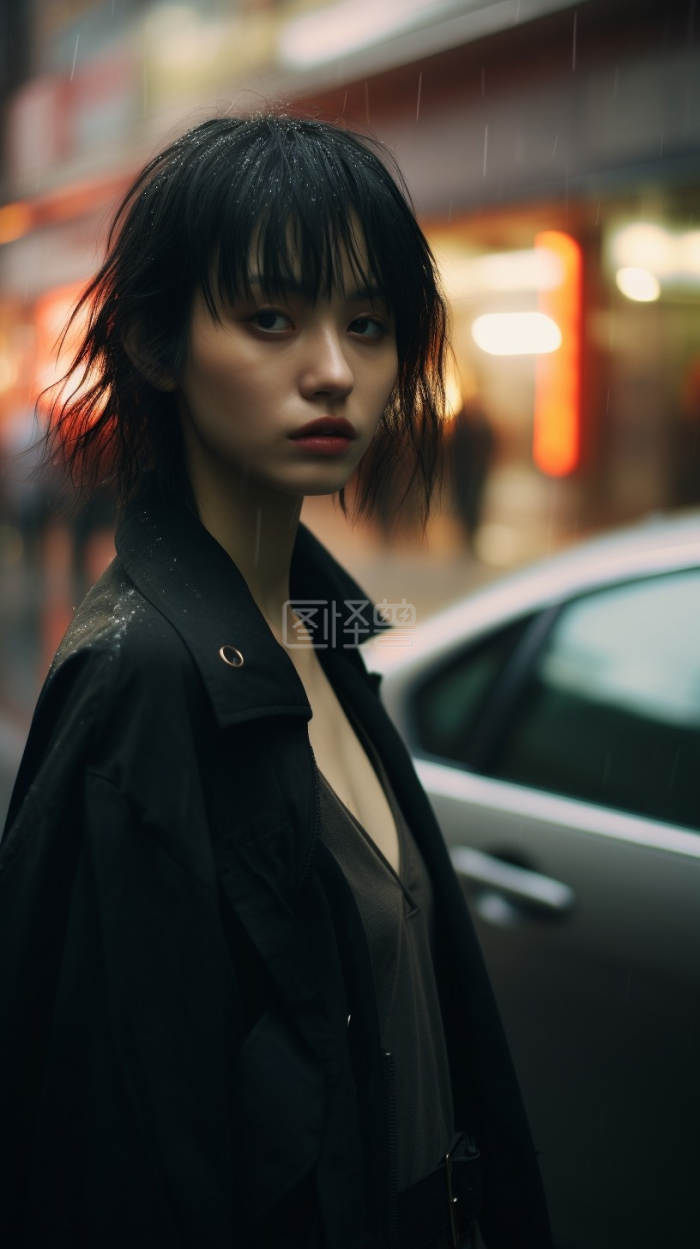 酷炫帅气女孩人像摄影-背景素材图片-图怪兽