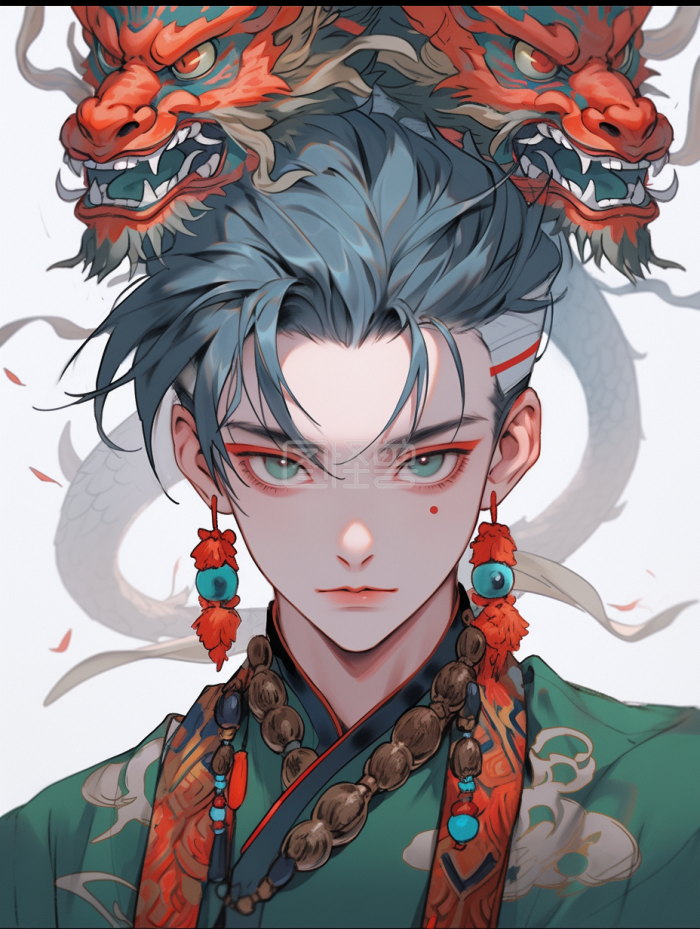 卡通动漫龙神妖兵插画-背景素材图片-图怪兽