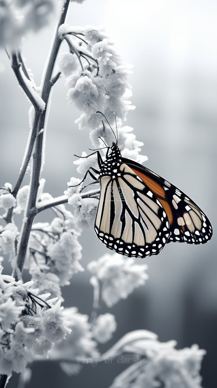 花朵上的黑色蝴蝶摄影背景素材图片-图怪兽