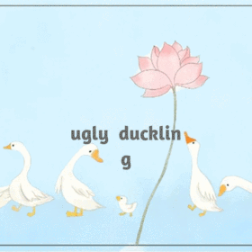 卡通手绘插画动物荷花GIF动图模板