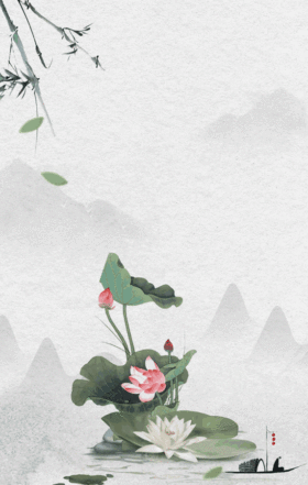 中古风水墨荷花动态海报gif动图背景