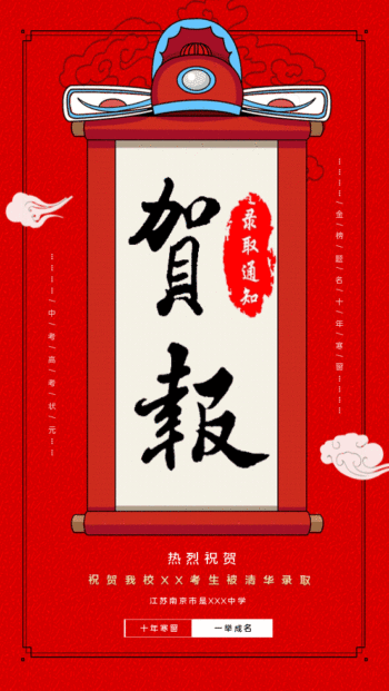 原创大气红色喜报gif动态模板
