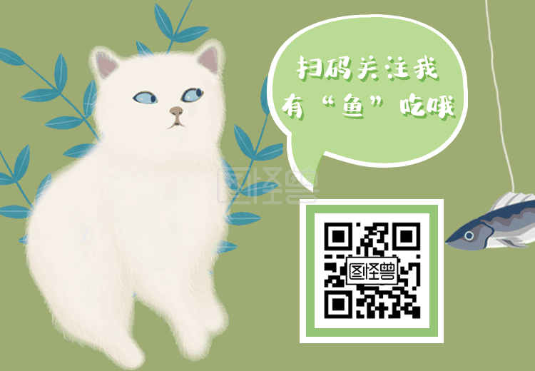 绿色卡通猫咪扫码关注二维码gif模板