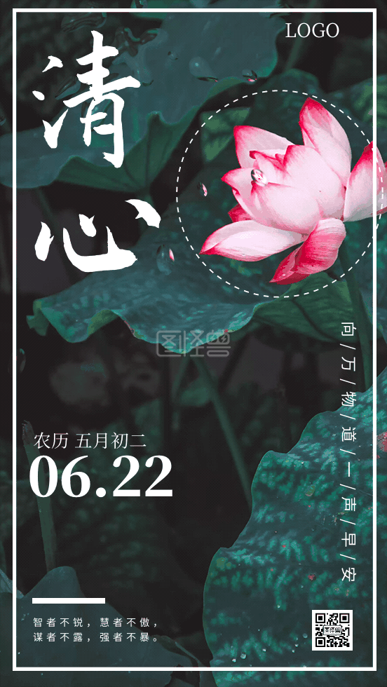 禅意图片-清新摄影荷花禅意图片早安gif日签在线GIF动图制作-图怪兽