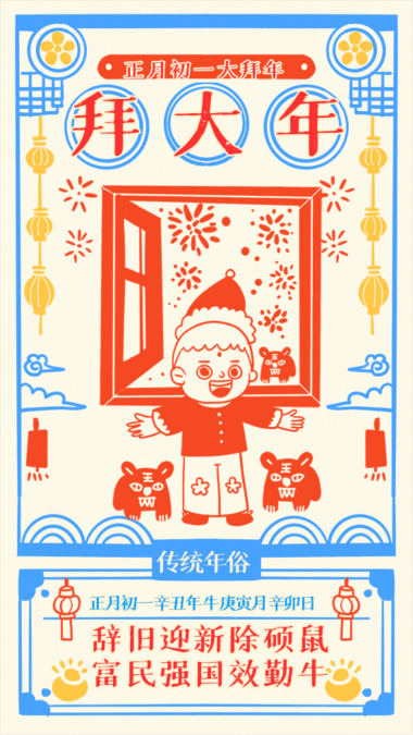 正月初一 正月初一传统年俗习俗动态gif模板 模板图片 图怪兽