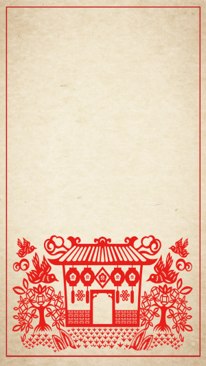 剪纸春节红色背景