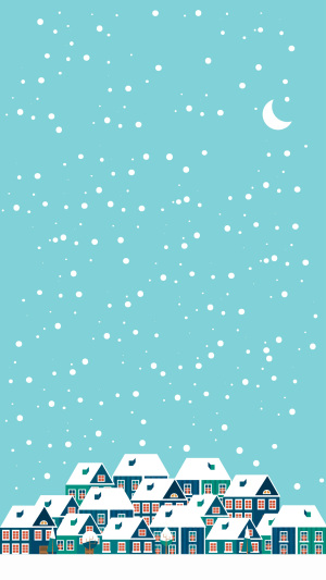 下雪的村庄矢量图片