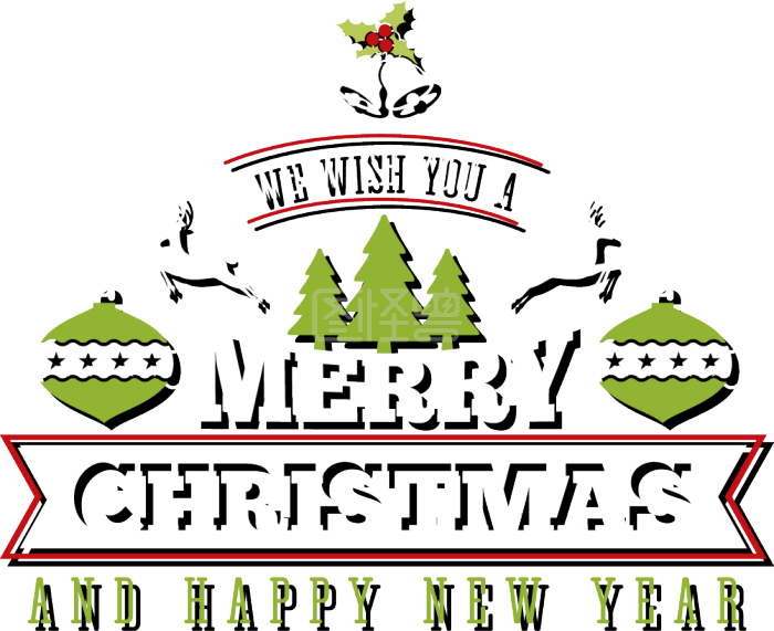 矢量圣诞装饰英文标题