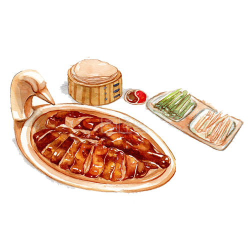 北京老烤鸭手绘画素材图片