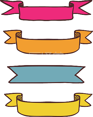 矢量手绘红色横幅