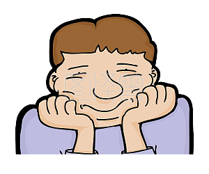 双手托腮卡通风格男士沮丧表情包装饰图案