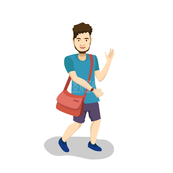卡通背包少年矢量素材