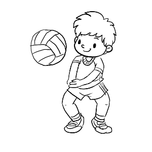 卡通手绘夏日运动小朋友漫画线稿