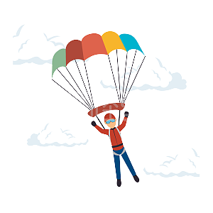 卡通跳伞的男人矢量素材