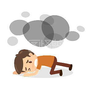 失火被烟雾呛到的男人矢量素材