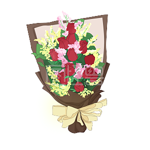 情人节手绘一捧玫瑰花元素