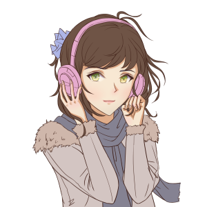 二次元冬日听歌的女生