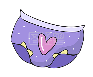 卡通紫色手绘婴儿内裤设计