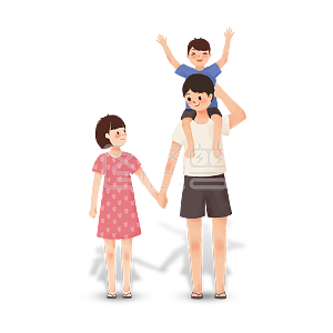 父亲节手绘父亲和儿女温馨png素材