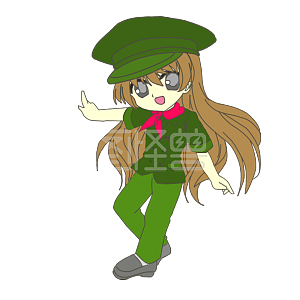 军人女孩军装绿色红领巾卡通人物