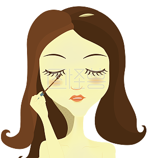 卡通在涂睫毛膏的女生