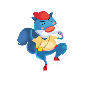 跳舞的狼手绘卡通动物狼食肉动物可爱的狼动画形象