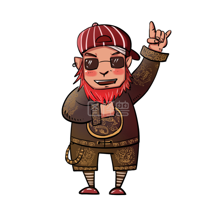 中元节阎罗王嘻哈说唱风格手绘