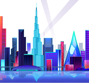 未来城市建筑夜景PSD源文件