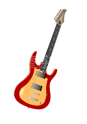 红色贝斯手绘矢量卡通