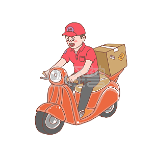 快递物流送货小哥手绘05