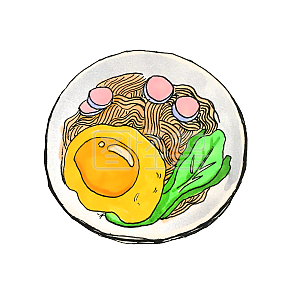 生日长寿面鸡蛋面png免抠