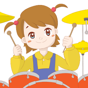 手绘小妹妹敲架子鼓PSD源文件